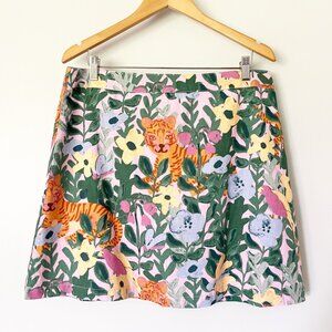 ModCloth Princess Highway Skirt Size 16 Pink Terrain of Tigers Mini Linen NWT